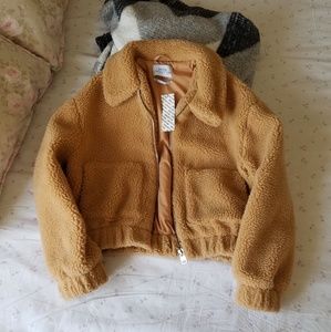 Cropped teddy jacket